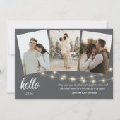 Gray Minimalist Hello New Year Photo Collage (Vorderseite)