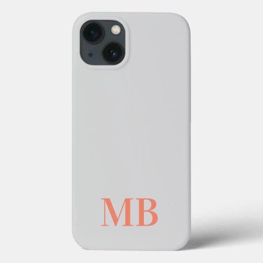 Gray Minimalistisch Modern Initial Monogram Case-Mate iPhone Hülle (Rückseite)