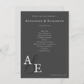 Gray Minimalistisch Monogram Wedding Program (Vorne/Hinten)