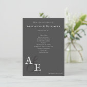 Gray Minimalistisch Monogram Wedding Program (Stehend Vorderseite)