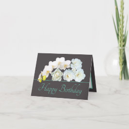 Gray Mint Bouquet White Blume Happy Birthday Karte