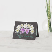 Gray Mint Chic White Lila Bouquet Happy Geburtstag