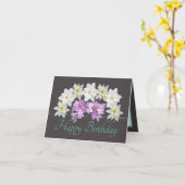 Gray Mint Chic White Purple Bouquet Happy Birthday Karte (Gelbe Blume)