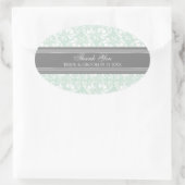 Gray Mint Damask Vielen Dank Gastgeschenk Hochzeit Ovaler Aufkleber (Tasche)