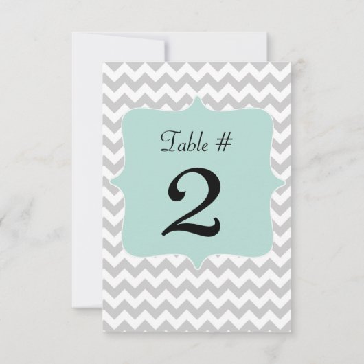 Gray & Mint Green Wedding Tischnummer Card (Rückseite)