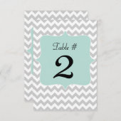 Gray & Mint Green Wedding Tischnummer Card (Vorne/Hinten)