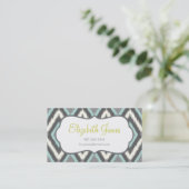 Gray & Mint Tribal Ikat Zickzack Visitenkarte (Stehend Vorderseite)