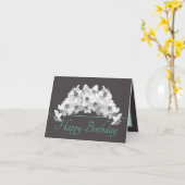 Gray Mint White Daffodils Bouquet Happy Birthday Karte (Gelbe Blume)