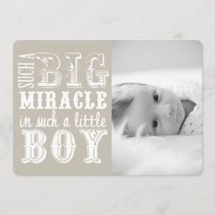 Gray Miracle Boy Foto Birth Ankündigung