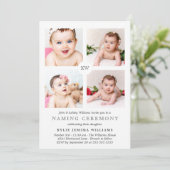 Gray Mit Monogramm Fotocollage Namemony Feiertagskarte (Stehend Vorderseite)