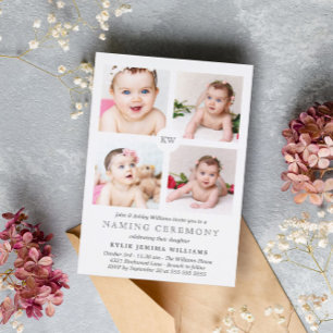 Gray Mit Monogramm Fotocollage Namemony Feiertagskarte