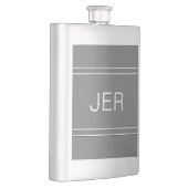 Gray Mit Monogramm Initials Personalisiert Drink Flachmann (Rechts)