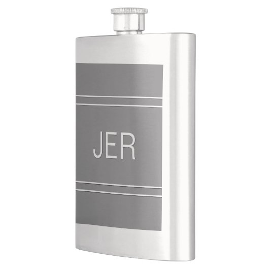 Gray Mit Monogramm Initials Personalisiert Drink Flachmann (Links)