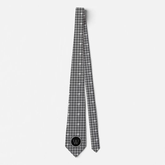 Gray mit Silver Accent Hahnentrittmuster Men's Nec Krawatte (Vorderseite)