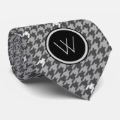 Gray mit Silver Accent Hahnentrittmuster Men's Nec Krawatte (Gerollt)