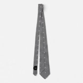 Gray mit Silver Accent Hahnentrittmuster Men's Nec Krawatte (Rückseite)