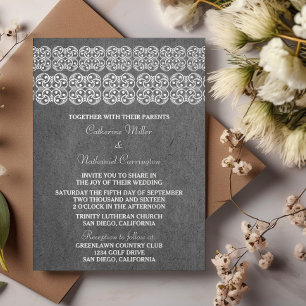 Gray Modern Bohemian Wedding Invite Einladung