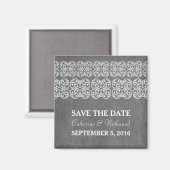 Gray Modern Bohemisch Save the Date Magnet (Vorderseite/Rückseite)