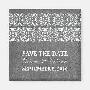 Gray Modern Bohemisch Save the Date Magnet