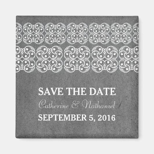 Gray Modern Bohemisch Save the Date Magnet (Vorne)
