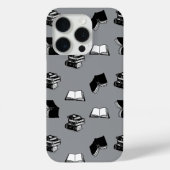 Gray Modern Bookish Bibliophile Book Pattern Case-Mate iPhone Hülle (Rückseite)