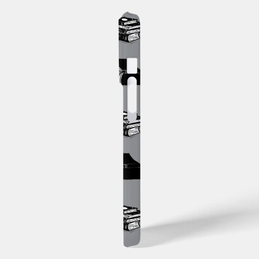 Gray Modern Bookish Bibliophile Book Pattern Case-Mate iPhone Hülle (Rückseite / Links)