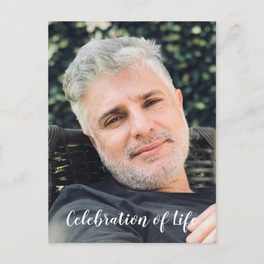 Gray Modern Celebration of Life with Foto Funeral Postkarte (Vorderseite)