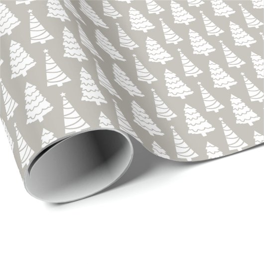 Gray Modern Elegante Weihnachtsbaumen Geschenk Geschenkpapier (Rolleneckpunkt)