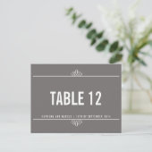 Gray Modern Floral Wedding Tischnummer Postcard (Stehend Vorderseite)