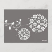 Gray Modern Floral Wedding Tischnummer Postcard (Rückseite)