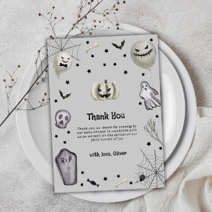 Gray Modern Little Boo Ghost Boy Baby Dusche Dankeskarte