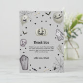Gray Modern Little Boo Ghost Boy Baby Dusche Dankeskarte (Stehend Vorderseite)