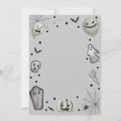 Gray Modern Little Boo Ghost Boy Baby Dusche Dankeskarte (Rückseite)