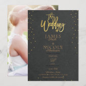 Gray Modern Minimal Gold Foil Volles Foto Hochzeit Einladung (Vorne/Hinten)