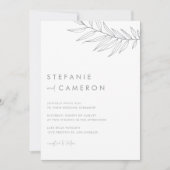 Gray Modern Minimalistisch Foliage Wedding Einladung (Vorderseite)