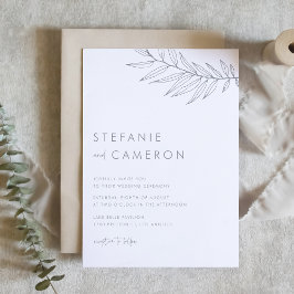 Gray Modern Minimalistisch Foliage Wedding Einladung