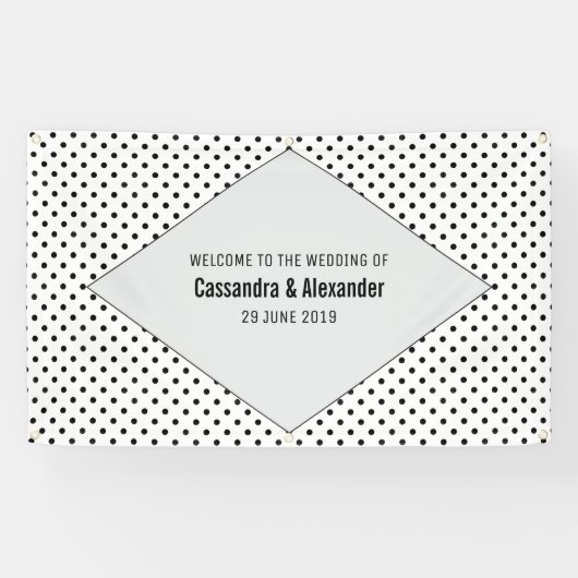 Gray Modern Polka Dots Wedding Banner (Horizontal)