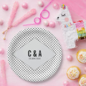 Gray Modern Polka Dots Wedding Pappteller (Party)