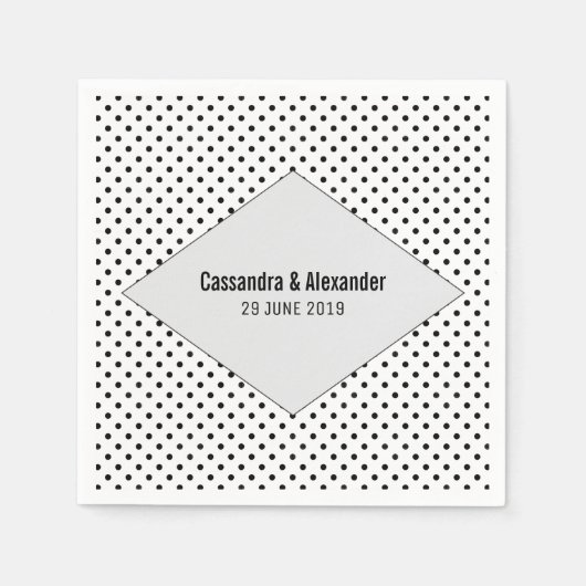 Gray Modern Polka Dots Wedding Serviette (Vorderseite)