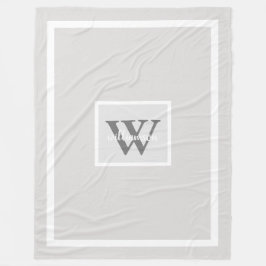 Gray Modern Simple Initial und Name Fleece Blanket