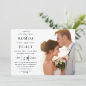 Gray Modern Stylish Boho Wedding Romantic Foto Einladung (Stehend Vorderseite)