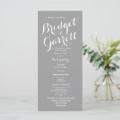 Gray Modern Text Wedding Program Programm (Stehend Vorderseite)