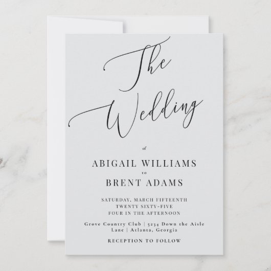 Gray Modern Wedding Einladung (Vorderseite)