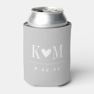 Gray Modern Wedding Monogram Dosenkühler