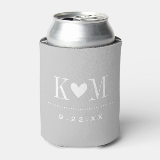 Gray Modern Wedding Monogram Dosenkühler (Kanne Vorderseite)