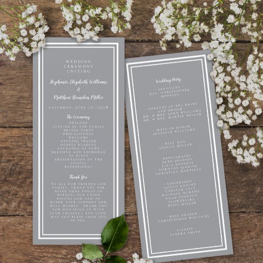 Gray Modern Wedding Service Zeremonie Minimalistis Programm
