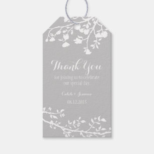 Gray Moderne Blume Hochzeit Danke Tags Geschenkanhänger