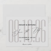Gray Moderne Hochzeit Save The Date (Vorne/Hinten)