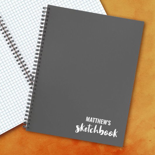 Gray Monogram Artist Sketchbook Notizblock
