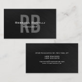 Gray Monogram Attractive Manager Business Card Visitenkarte (Vorne/Hinten)